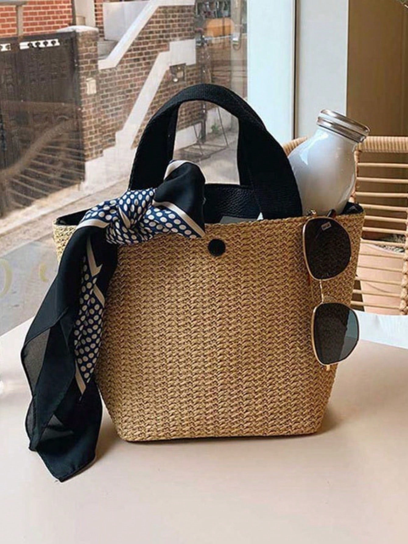 Barabum Double Handle Straw Bag Vacation