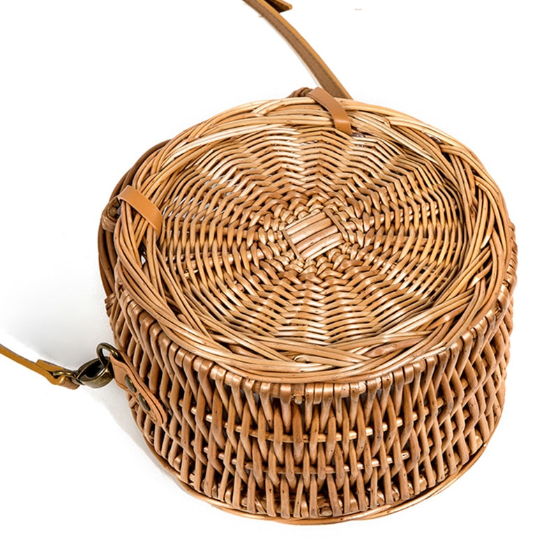 Barabum Rattan-Stroh-Umhängetasche für den Sommerurlaub am Strand