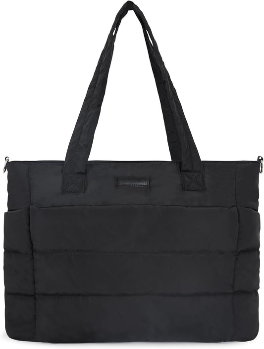 Barabum Tote Bag for Women with Long Strap, Lightweight Puffy Tote Bag with Compartments Quilted Shoulder Bag Handbag