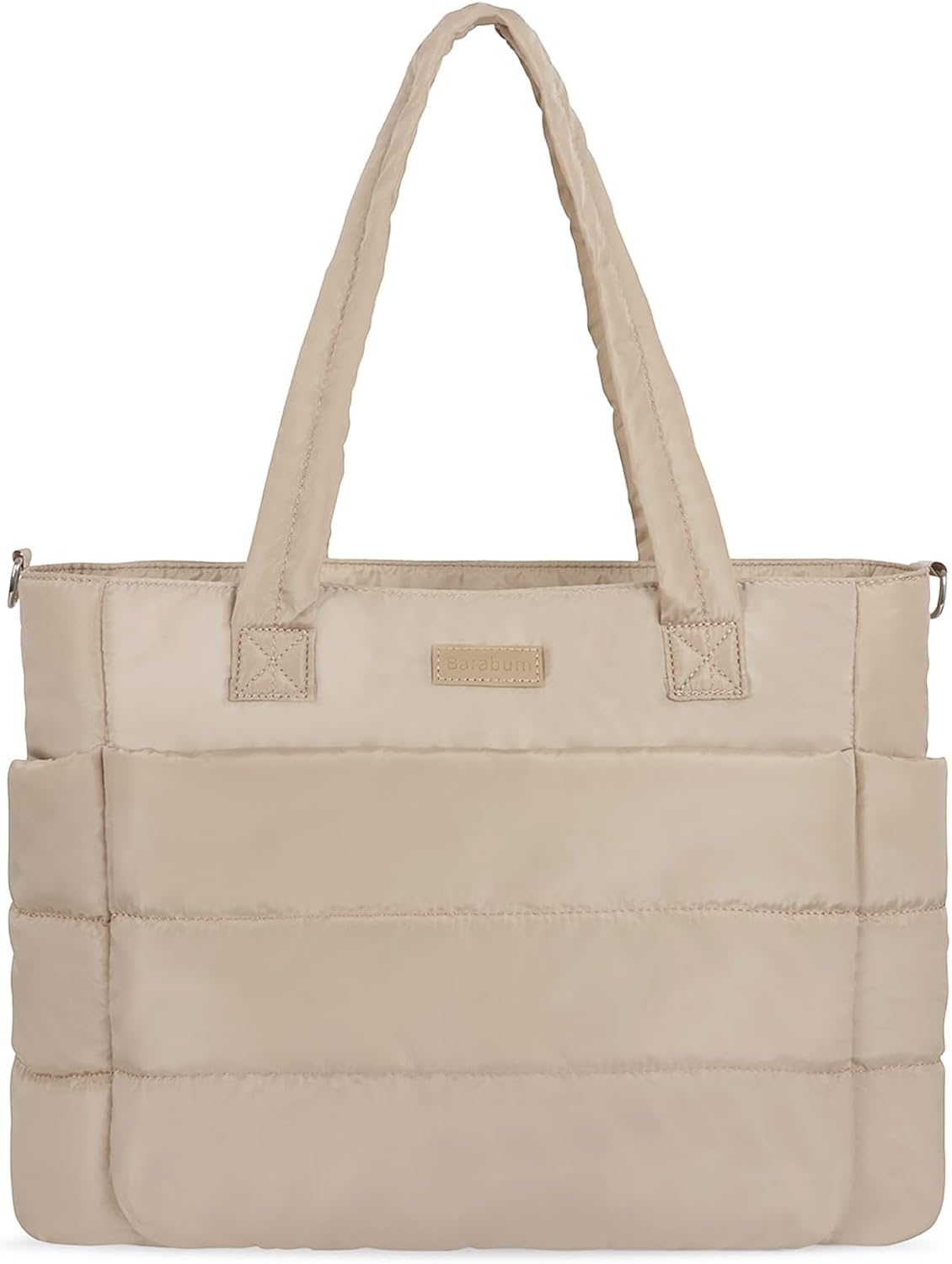 Barabum Tote Bag for Women with Long Strap, Lightweight Puffy Tote Bag with Compartments Quilted Shoulder Bag Handbag