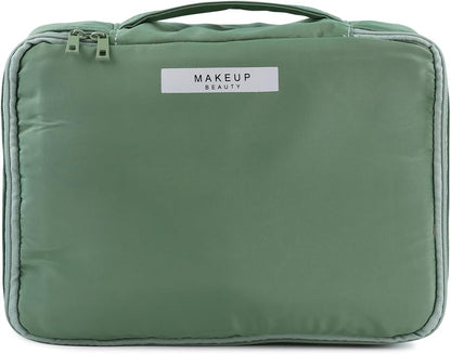 Barabum Travel Makeup Bag Cosmetic Bag Makeup Case Storage Organiser for Women & Girls,Toiletry Bag with Brushes Holder & Detachable Pouch (Blue)