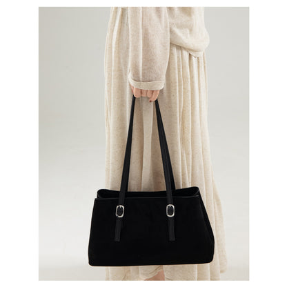 Barabum New Suede Shoulder Bag,Large Capacity Retro Underarm Tote Bag for Women
